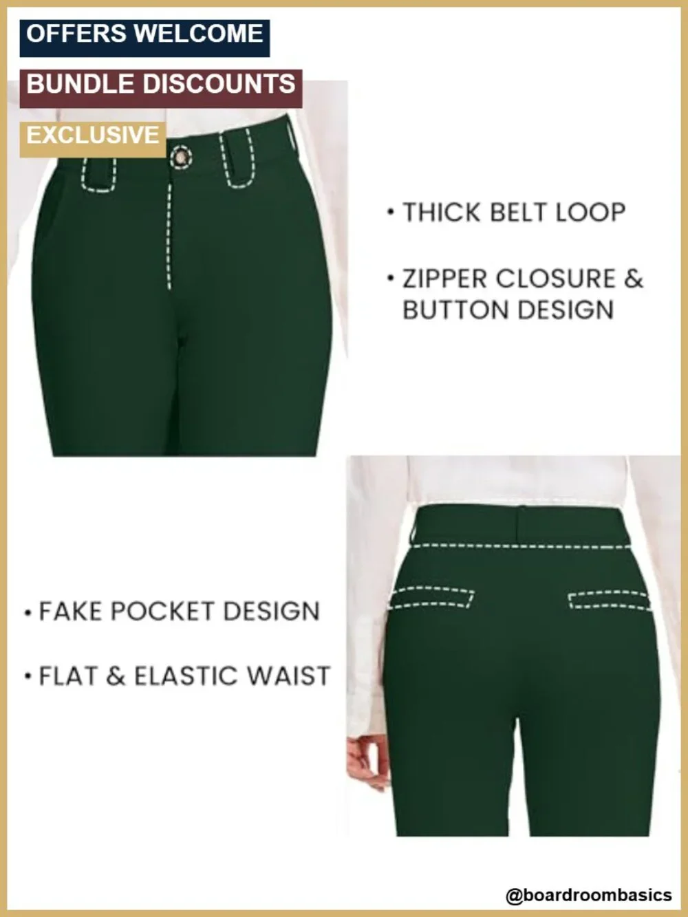 Ultra Stretch Women's Straight Leg Dress Pants High Waisted Work Slacks